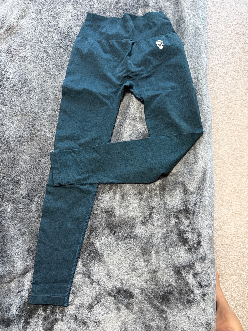 Teal High-Waist Women's Leggings with Subtle Logo